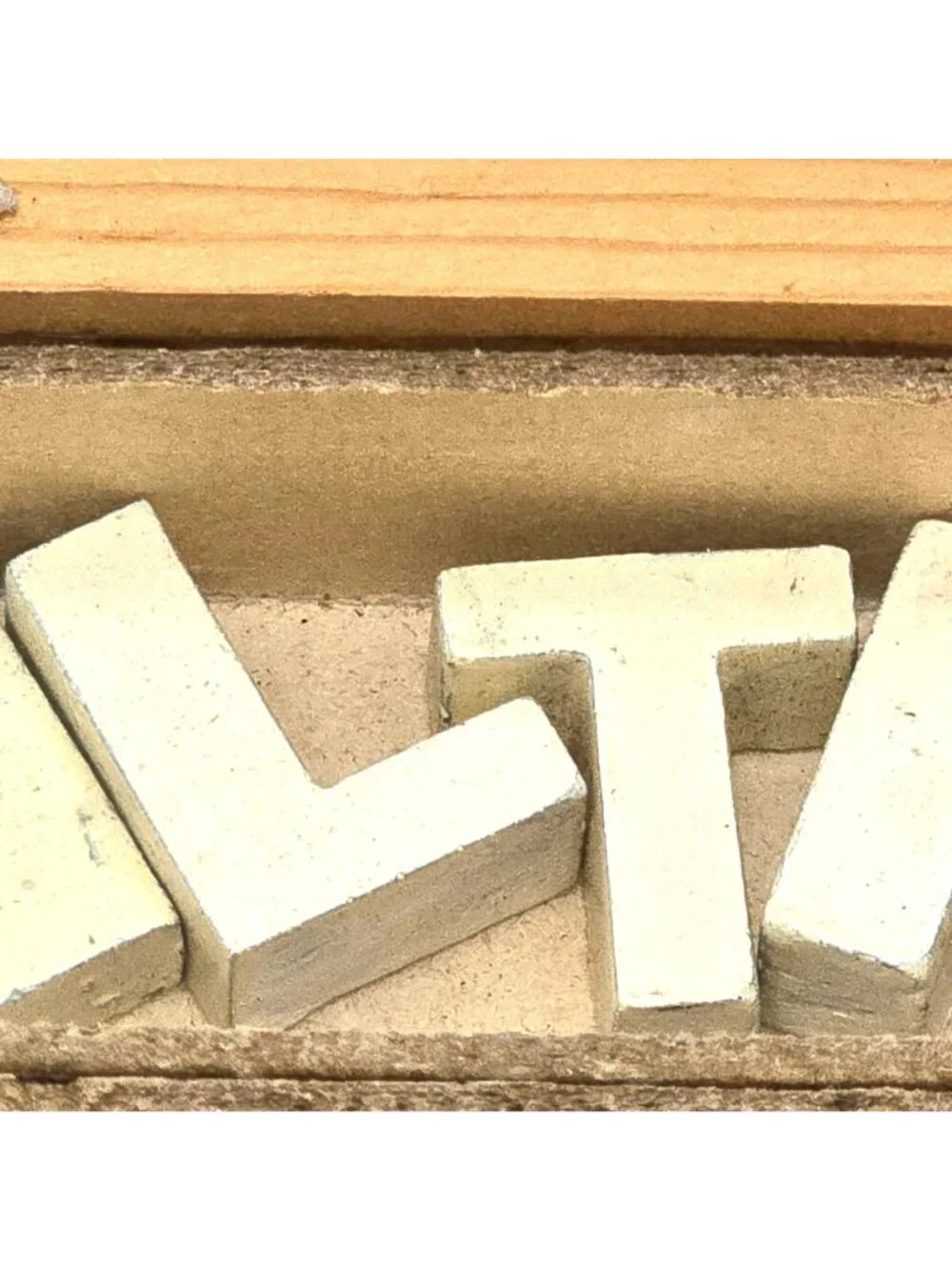 Vintage Wooden Letters Print Block Set Uppercase & Numbers In Box CM2344